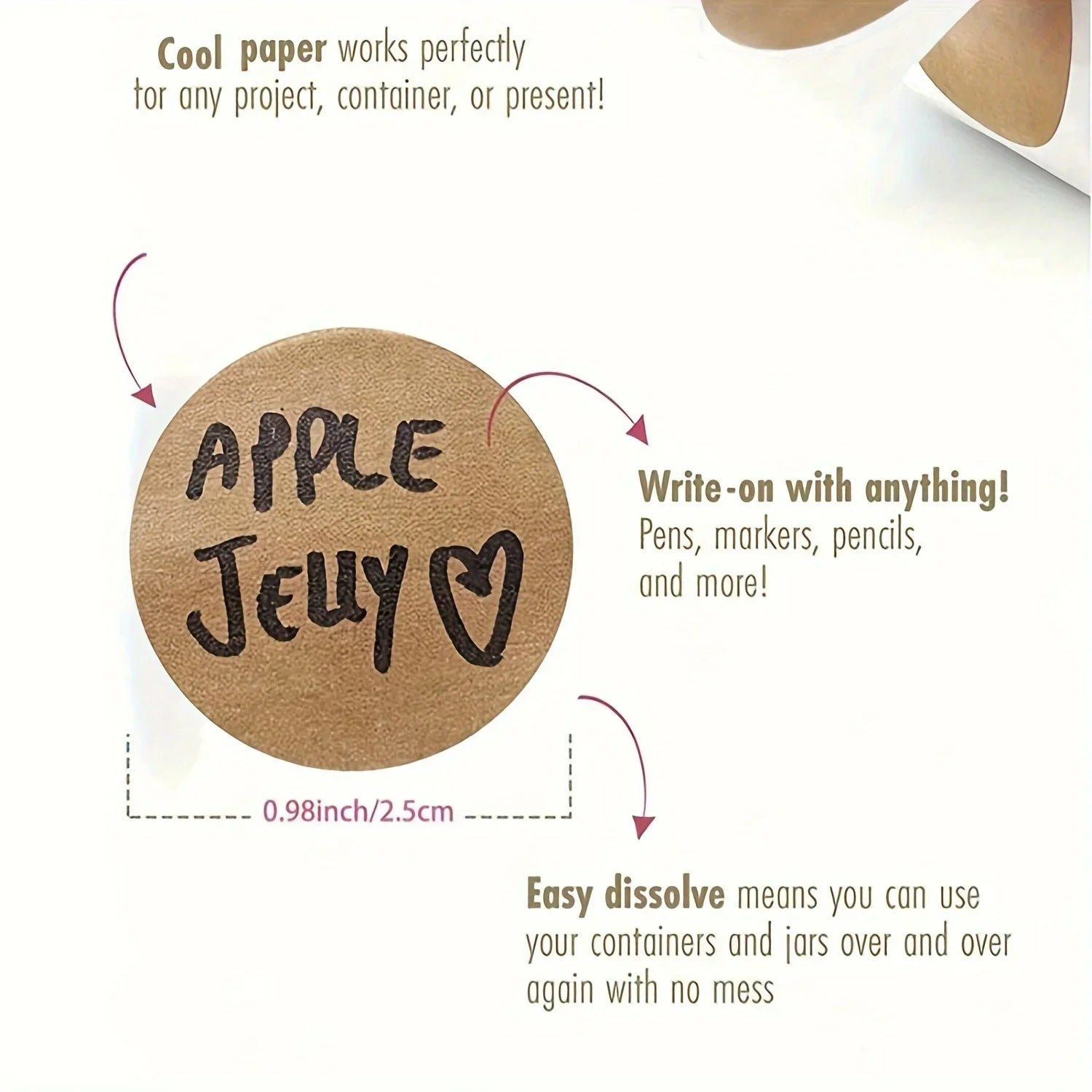 Self-Adhesive Label Kraft Paper 500pcs/ roll