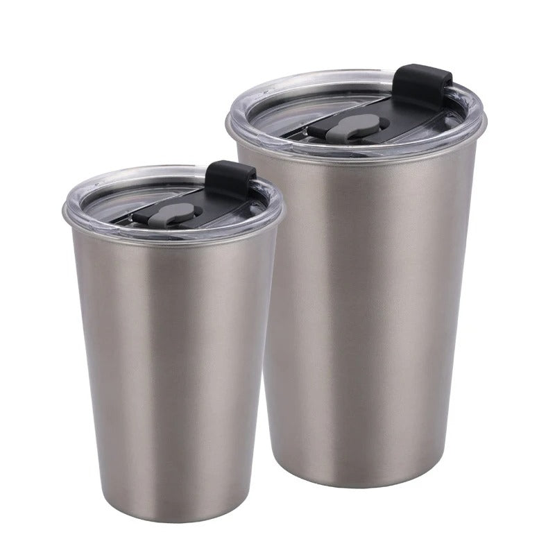 Stainless Steel Mugs With Lids & Straw